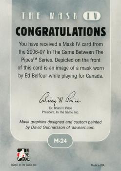 2006-07 In The Game Between The Pipes - The Mask IV Gold #M-24 Ed Belfour  Back