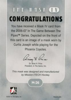 2006-07 In The Game Between The Pipes - The Mask IV Gold #M-26 Curtis Joseph  Back