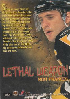 1996-97 Metal Universe - Lethal Weapons #5 Ron Francis Back