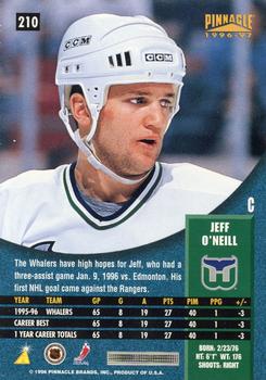 1996-97 Pinnacle #210 Jeff O'Neill Back