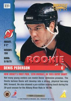 1996-97 Pinnacle #221 Denis Pederson Back