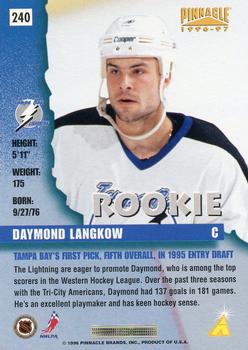 1996-97 Pinnacle #240 Daymond Langkow Back