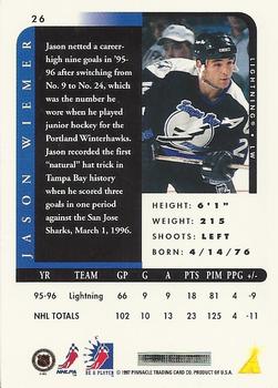 1996-97 Pinnacle Be a Player #26 Jason Wiemer Back