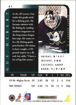 1996-97 Pinnacle Be a Player #61 Guy Hebert Back