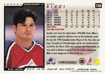 1996-97 Score #106 Mike Ricci Back