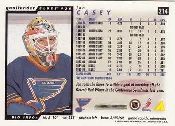 1996-97 Score #214 Jon Casey Back