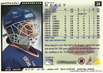 1996-97 Score #34 Glenn Healy Back