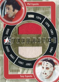 2006-07 In The Game Used International Ice - Teammates Gold #IT-01 Phil Esposito / Tony Esposito  Front