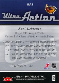 2006-07 Ultra - Ultra Action #UA1 Kari Lehtonen  Back