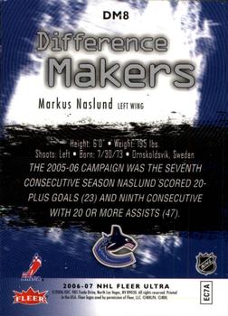 2006-07 Ultra - Difference Makers #DM8 Markus Naslund  Back