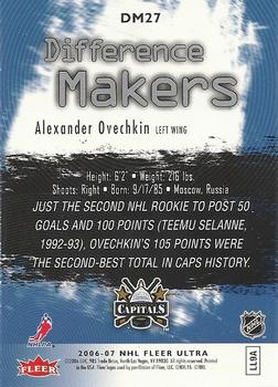 2006-07 Ultra - Difference Makers #DM27 Alexander Ovechkin  Back