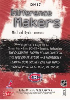 2006-07 Ultra - Difference Makers #DM17 Michael Ryder  Back