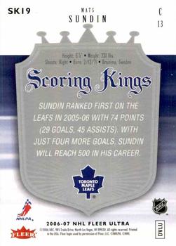 2006-07 Ultra - Scoring Kings #SK19 Mats Sundin  Back