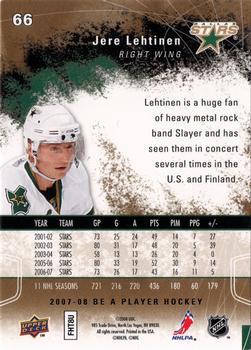 2007-08 Upper Deck Be a Player - Player's Club #66 Jere Lehtinen  Back
