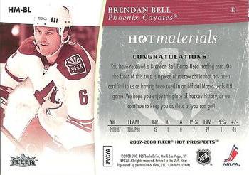 2007-08 Fleer Hot Prospects - Hot Materials #HM-BL Brendan Bell  Back