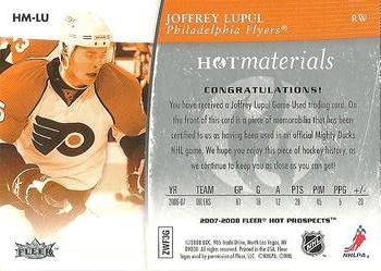 2007-08 Fleer Hot Prospects - Hot Materials #HM-LU Joffrey Lupul  Back