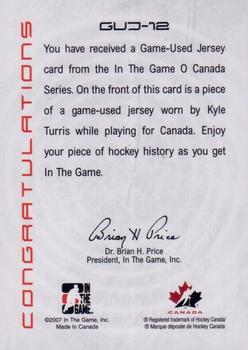 2007-08 In The Game O Canada - Game-Used Jerseys #GUJ-12 Kyle Turris  Back