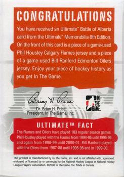 2007-08 In The Game Ultimate Memorabilia - Battle of Alberta #5 Phil Housley / Bill Ranford  Back