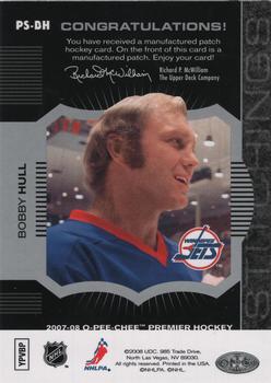 2007-08 O-Pee-Chee Premier - Stitchings Variation #PS-BH Bobby Hull  Back