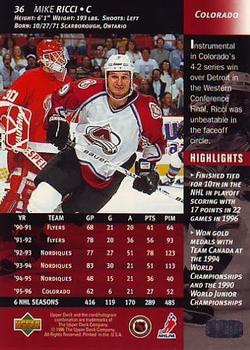 1996-97 Upper Deck #36 Mike Ricci Back