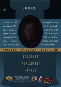 1996-97 Upper Deck - Lord Stanley's Heroes Quarterfinals #LS7 Joe Sakic Back