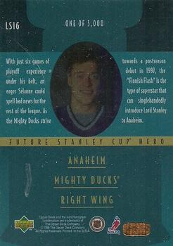1996-97 Upper Deck - Lord Stanley's Heroes Quarterfinals #LS16 Teemu Selanne Back