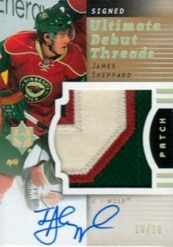 2007-08 Upper Deck Ultimate Collection - Ultimate Debut Threads Patches Autographs #DT-JS James Sheppard  Front