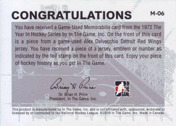 2009-10 In The Game 1972 The Year In Hockey - Game Used Jersey Gold #M-06 Alex Delvecchio  Back