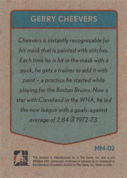 2009-10 In The Game 1972 The Year In Hockey - Masked Men #MM-02 Gerry Cheevers  Back