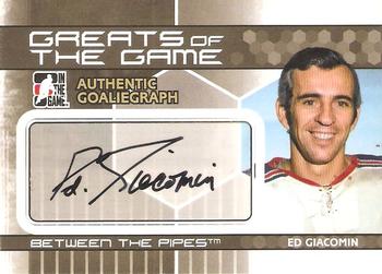 2009-10 In The Game Between The Pipes - Authentic Goaliegraphs #A-EG Ed Giacomin Front