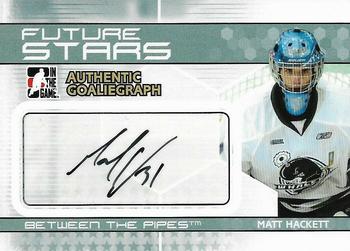 2009-10 In The Game Between The Pipes - Authentic Goaliegraphs #A-MH Matt Hackett  Front