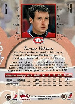 1997-98 Donruss Canadian Ice #138 Tomas Vokoun Back