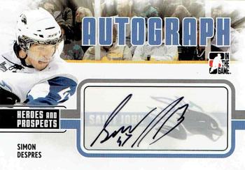 2009-10 In The Game Heroes and Prospects - Autographs #A-SD Simon Despres  Front