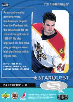 1997-98 Collector's Choice - StarQuest #SQ18 Rob Niedermayer Back