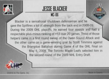 2009-10 In The Game Heroes and Prospects - Memorial Cup Winners #MC-06 Jesse Blacker  Back
