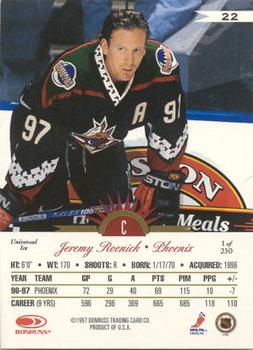 1997-98 Leaf International Stars - Universal Ice #22 Jeremy Roenick Back