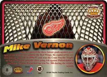 1997-98 Pacific Crown Collection - In the Cage Die Cuts #8 Mike Vernon Back
