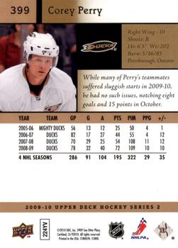 2009-10 Upper Deck - UD Exclusives #399 Corey Perry Back