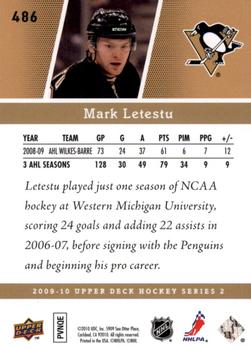 2009-10 Upper Deck - UD Exclusives #486 Mark Letestu Back