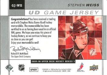 2009-10 Upper Deck - UD Game Jerseys #GJ-WE Stephen Weiss  Back