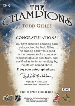 2009-10 Upper Deck - The Champions Gold Autographs #CH-GI Todd Gilles  Back