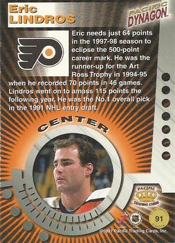 1997-98 Pacific Dynagon #91 Eric Lindros Back