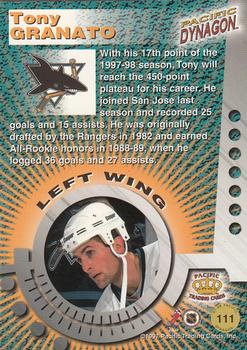 1997-98 Pacific Dynagon #111 Tony Granato Back