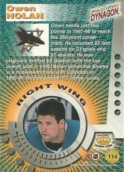1997-98 Pacific Dynagon #114 Owen Nolan Back