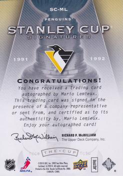 2009-10 Upper Deck The Cup - Stanley Cup Signatures #SC-ML Mario Lemieux  Back