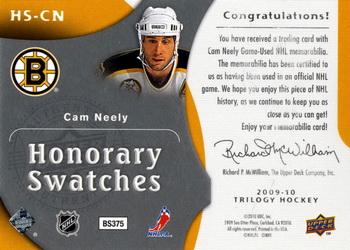 2009-10 Upper Deck Trilogy - Honorary Swatches #HS-CN Cam Neely  Back