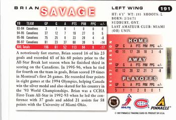 1997-98 Score #191 Brian Savage Back