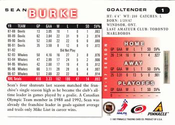 1997-98 Score #1 Sean Burke Back