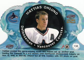 1998-99 Pacific Crown Royale #138 Mattias Ohlund Back