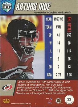 1998-99 Pacific Dynagon Ice #33 Arturs Irbe Back